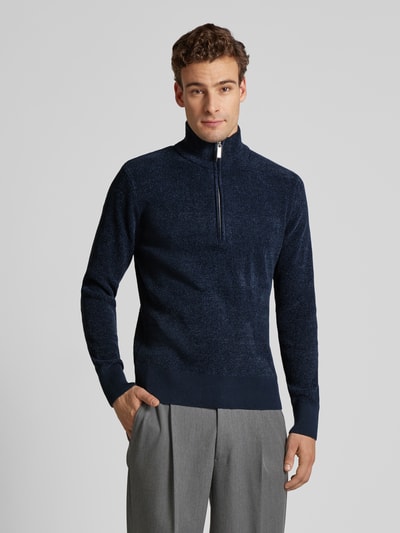 SELECTED HOMME Strickpullover mit gerippten Abschlüssen Modell 'RODNEY' Dunkelblau 4