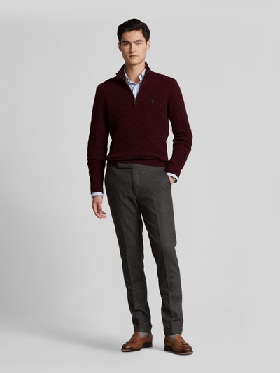 Polo Ralph Lauren Regular Fit Troyer aus Woll-Kaschmir-Mix Bordeaux 1