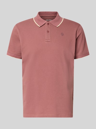 Produktfoto, Regular Fit Poloshirt mit Logo-Stitching Modell 'Hedin' von Blend, reine Baumwolle, kurzärmelig, unifarbenes Design, Rückenlänge 71 cm in Größe M