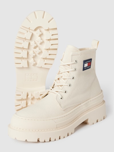 Tommy Jeans Veterboots met labelpatch, model 'Tommy Jeans Foxing Boot' Offwhite - 5