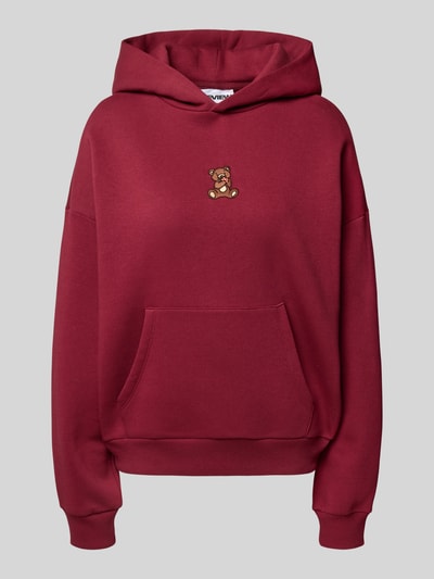 Review Bluza z kapturem o kroju oversized z wyhaftowanym motywem Bordowy 2
