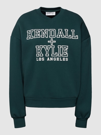 Kendall & Kylie Sweatshirt met labelprint, model 'Puff' Petrol - 2