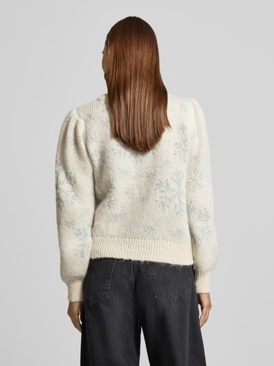 Vero Moda Regular Fit Weihnachtspullover mit Allover-Muster Modell 'NEWSNOWFROST' Ecru 5