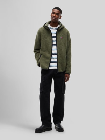 Tommy Jeans Regular Fit Teddy- / Webpelzjacke mit Kapuzenkragen Oliv 1