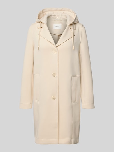Productfoto, Regular Fit Lange jas met capuchon van s.Oliver RED LABEL, look: effen, materiaalverwerking: scuba, kleur beige