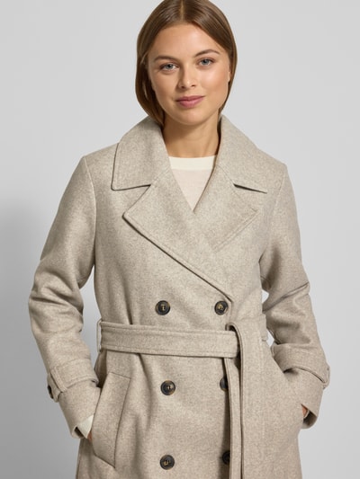 Vero Moda Trencz o kroju regular fit z kołnierzem z połami model ‘FORTUNEVEGA’ Szarobrązowy 3