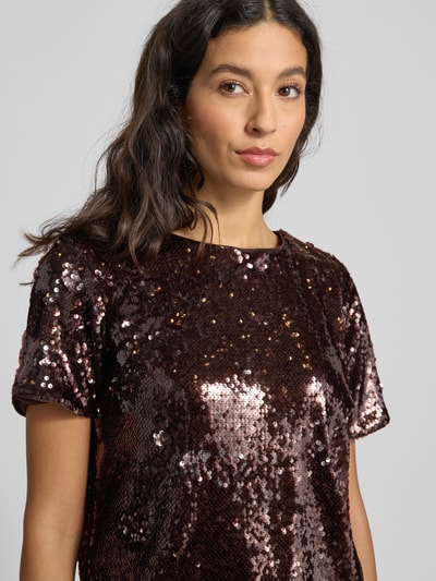 More & More T-shirt met pailletten Donkerbruin - 3
