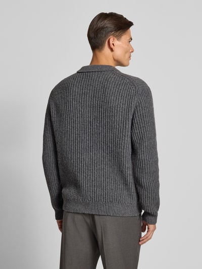 JAKE*S STUDIO MEN Strickpullover mit Kentkragen Dunkelgrau Melange 5