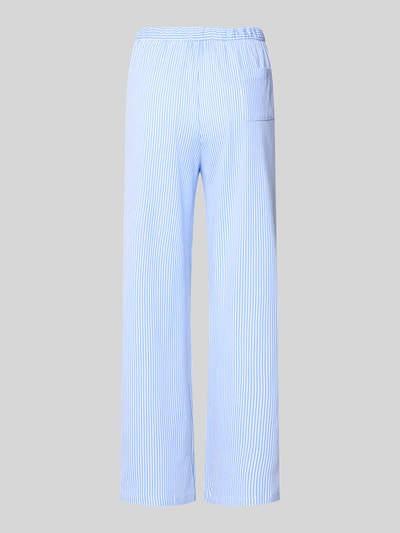 Produktfoto, Wide Leg Stoffhose mit Tunnelzug von Lauren Ralph Lauren, blaue und weiße Streifen, Baumwolle, elastischer Bund, Rückansicht