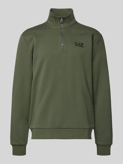 EA7 Emporio Armani Sweatshirt mit Stehkragen und Reißverschluss Schlamm 2
