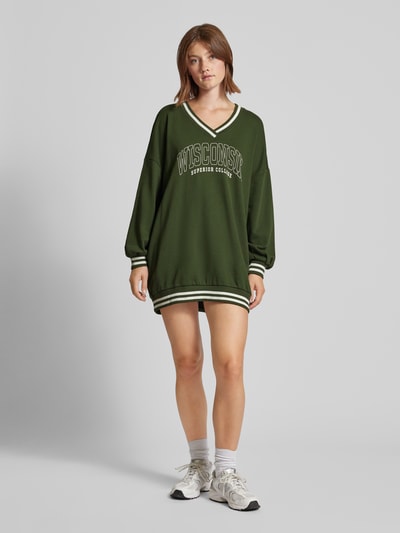 Only Sweatjurk met V-hals, model 'NIA' Groen - 1