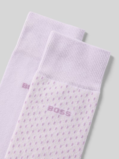 Produktfoto, Socken mit Label-Detail im 2er-Pack von BOSS im helllila Baumwoll-Mix mit elastischen Rippenbündchen und feiner Punktstruktur