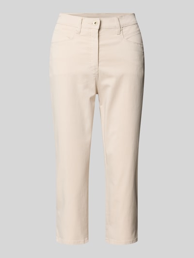 Produktfoto, Skinny Fit Caprihose aus Baumwoll-Mix Modell 'LUCA' von Raphaela By Brax in einfarbigem Beige mit Gürtelschlaufen und Twillstruktur
