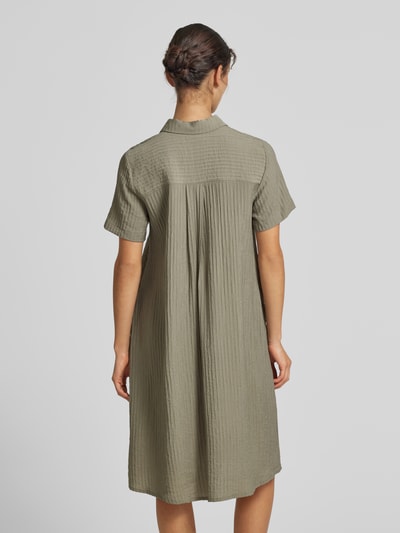 Jake*s Casual Knielange overhemdjurk met structuurmotief Lindegroen - 5