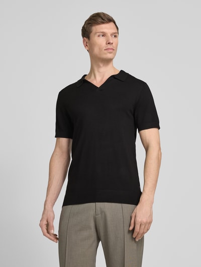 Lindbergh Slim Fit Poloshirt mit V-Ausschnitt Modell 'Ecovero' Black 4