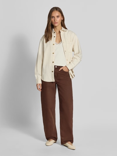 PIECES Barrel Jeans aus Baumwoll-Mix Modell 'GRACE' Dunkelbraun 1