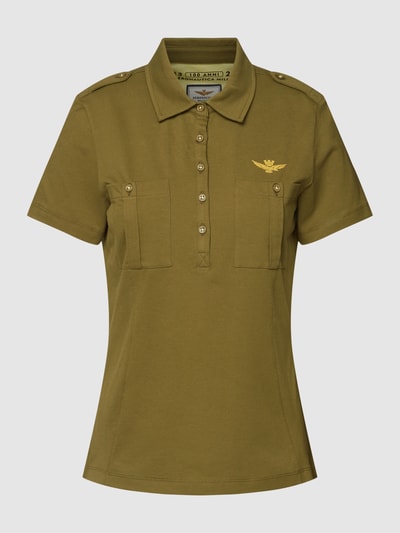 Aeronautica Militare Poloshirt met labelstitching Kaki - 2