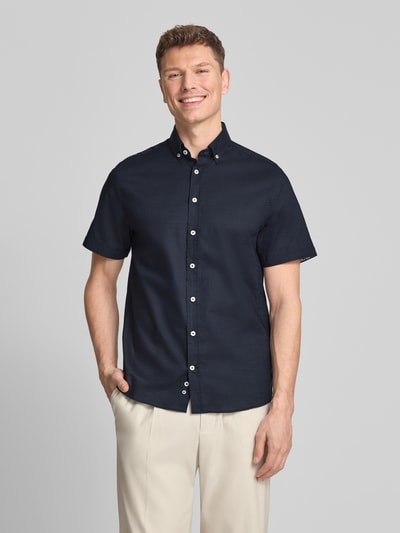 bugatti Regular Fit Freizeithemd mit Button-Down-Kragen Marine 4