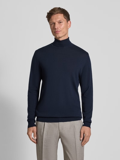 Profuomo Pullover aus Merinowolle mit Rollkragen Marine 4
