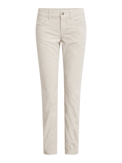 MAC Slim Fit Samthose mit Stretch-Anteil Kitt 1