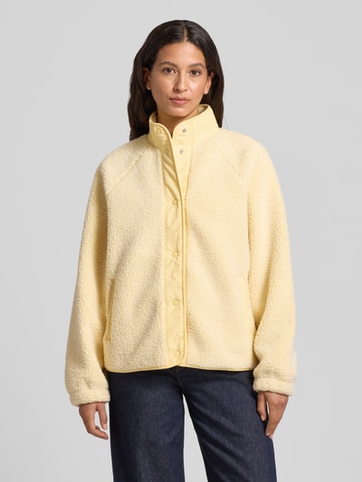 Jake*s Casual Fleecejacke mit Stehkragen und Eingrifftaschen Hellgelb 4