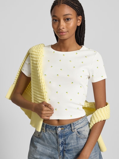 Only Regular fit T-shirt in riblook, model 'FENJA LIFE' Offwhite - 3