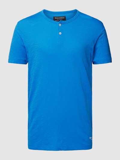 Marc O'Polo T-shirt z krótką listwą guzikową model ‘Serafino’ Oceaniczny 2