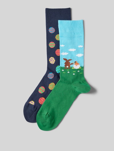 Christian Berg Men Socken mit Motiv-Print im 2er-Pack Aqua 1