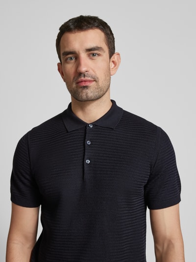 Cinque Regular Fit Poloshirt mit Strukturmuster Modell 'FLAVI' Marine 3