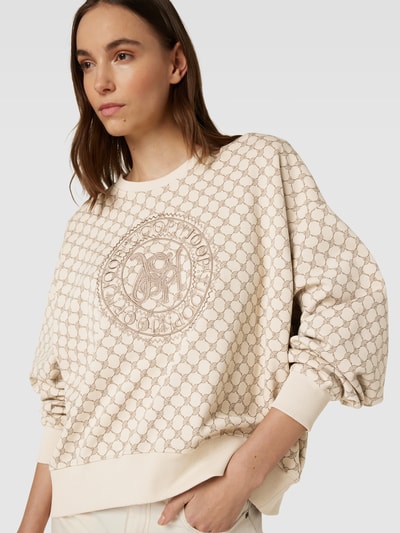 JOOP! Sweatshirt met all-over motief en labelstitching Beige - 3