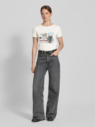 More & More T-Shirt mit Motiv- und Statement-Print Offwhite 1