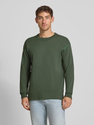 Scotch & Soda Gebreide pullover met ronde hals Donkergroen - 4