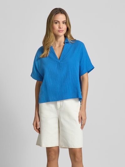 ECOALF Oversized blouseshirt met V-hals, model 'DENISALF' Koningsblauw - 4