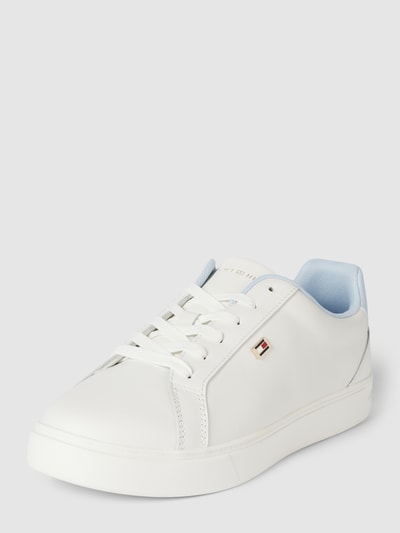 Tommy Hilfiger Leren sneakers met logo-applicatie Lichtblauw - 1