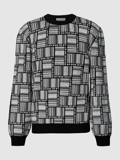 VTMNTS Strickpullover mit Allover-Print Schwarz 3