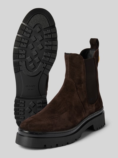 Gant Chelsea boots van leer met applicatie, model 'Aligrey' Donkerbruin - 4