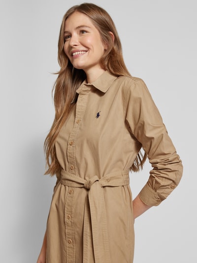 Polo Ralph Lauren Sukienka koszulowa z wiązanym paskiem model ‘CORY’ Khaki 3