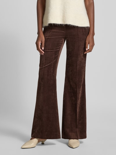 Luisa Cerano Wide Leg Hose mit Strukturmuster Dunkelbraun 4