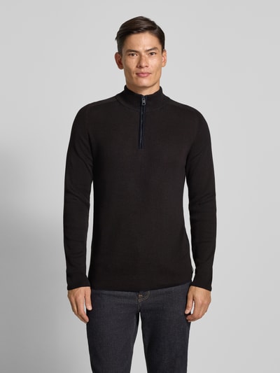 Cinque Gebreide pullover met geribde opstaande kraag, model 'FALCINO' Donkerblauw - 4