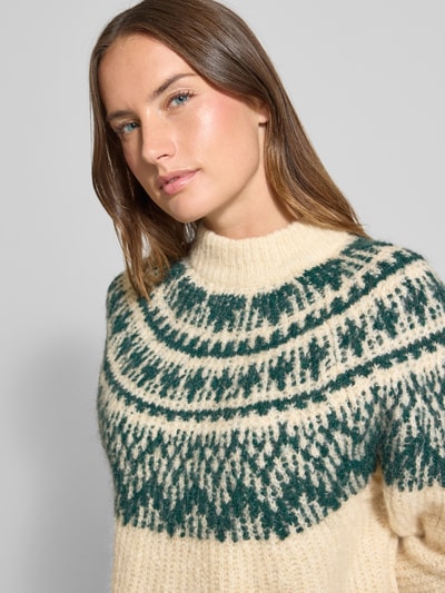 YAS Sweter z dzianiny o luźnym kroju ze stójką model ‘YASLIRI’ Złamany biały 3