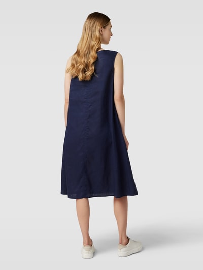 ROBE LÉGÈRE Linnen jurk met V-hals Marineblauw - 5