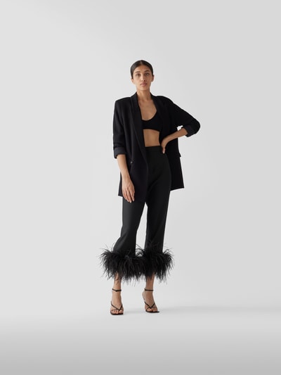 Magda Butrym Wollhose mit Federbesatz Schwarz 1