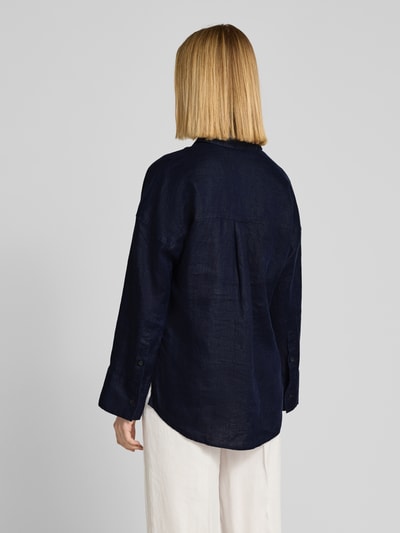 Christian Berg Woman Relaxed fit linnen blouse met overhemdkraag Donkerblauw - 5
