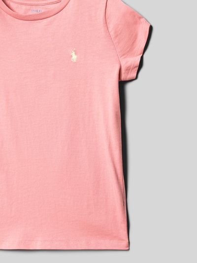 Produktfoto, Regular Fit T-Shirt aus reiner Baumwolle von Polo Ralph Lauren Kids in Optik: Unifarben mit Logo-Detail, Jersey-Textur, Kurzarm, Rundhals, Farbe Rosa