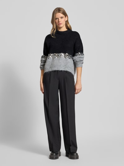 Only Relaxed fit gebreide pullover met wol, model 'MAINE' Metallic zwart - 1