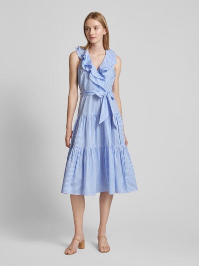 Lauren Ralph Lauren Midi-jurk met volants, model 'TABRAELIN' Koningsblauw - 4