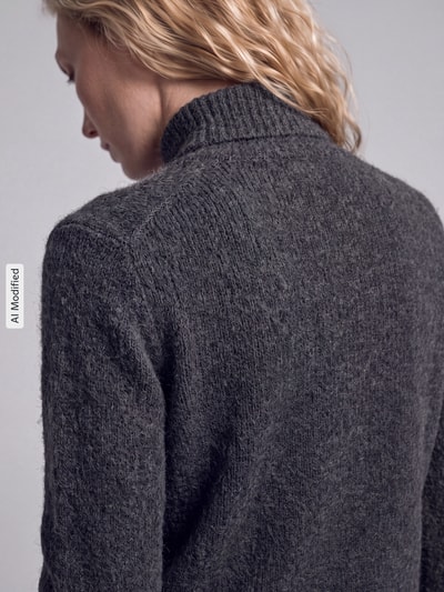 MM by Max Mara relaxed fit pullover van mix van wol en kasjmier model 'CARIOCA' Antraciet - 3