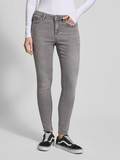 Only Skinny Fit Jeans aus Baumwoll-Mix Modell 'WAUW' Mittelgrau Melange 4