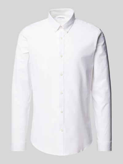 Lindbergh Slim Fit Freizeithemd mit Button-Down-Kragen Modell 'Oxford' Weiss 2