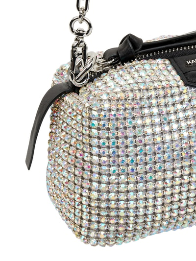 Karl Lagerfeld Crossbody Bag aus Strasssteinen und Leder  Silber 5